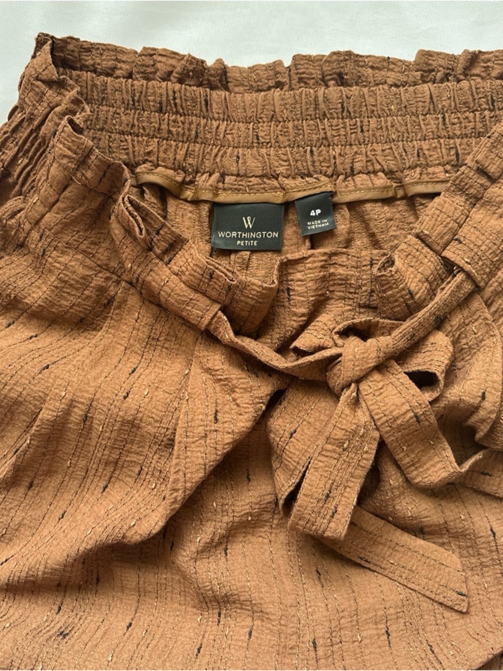 Women's Brown Tie-Waist Shorts - Picture 4 of 4